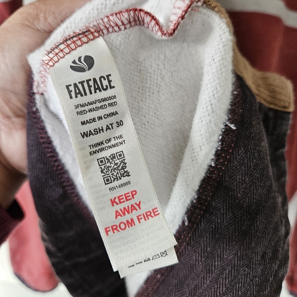 Fat Face Red Washed 100% Cotton Airlie Chest Stripe Sweatshirt - Picture 15 of 16